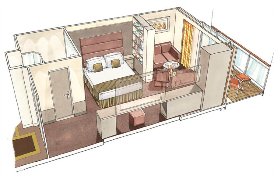 План каюты Deluxe Yacht Suite на лайнерах Meraviglia Class