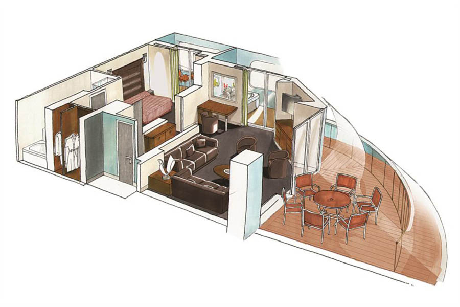 План каюты Royal Yacht Club Suite на лайнерах Meraviglia Class