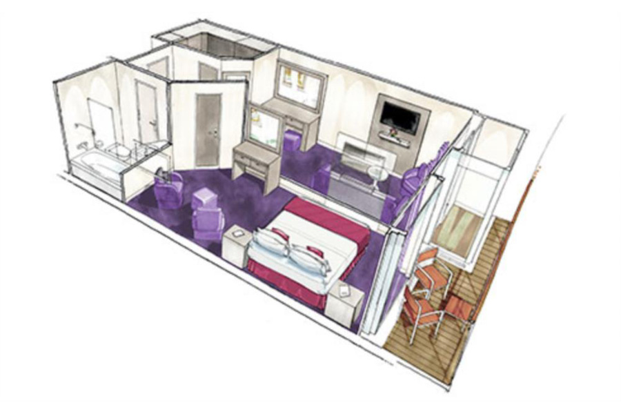 План каюты Grand Suite на лайнерах Seaside Class